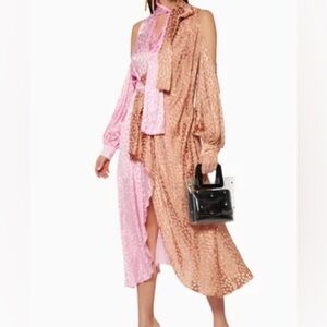 Acler Anderson Midi Dress – Pink/Brown Dot US Size 4